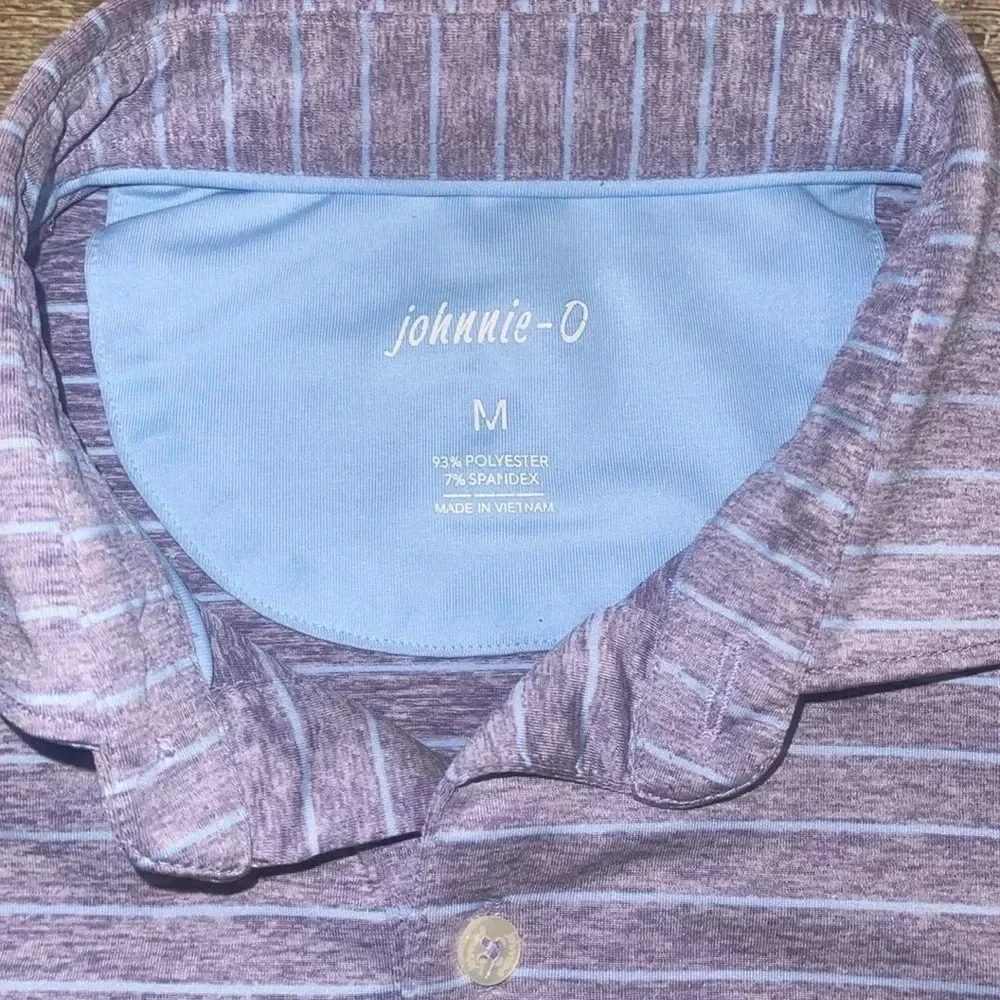 Johnnie O Prep-Formance Mens Medium Light Purple Striped Stretch Polo Shirt_2